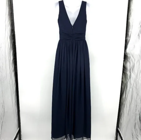 *NWT* Dessy Collection Vivian Diamond Sleeveless Draped Chiffon Maxi Dress