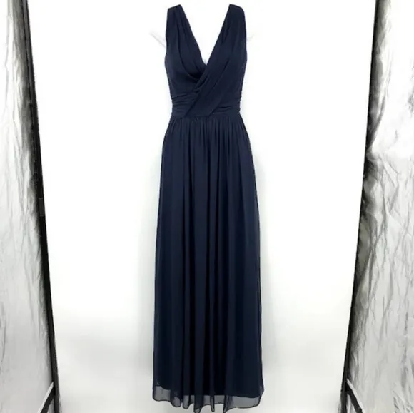 *NWT* Dessy Collection Vivian Diamond Sleeveless Draped Chiffon Maxi Dress
