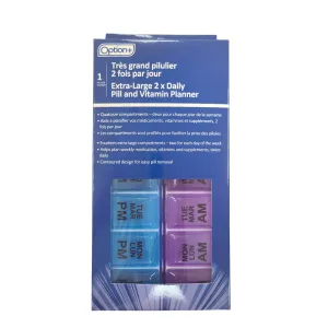 Option  Extra Large 2x Daily Pill and Vitamin Planner