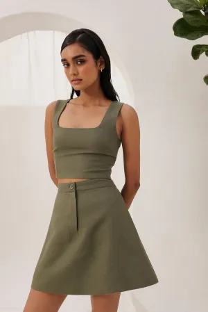 Paris Woollen Skirt (Moss)