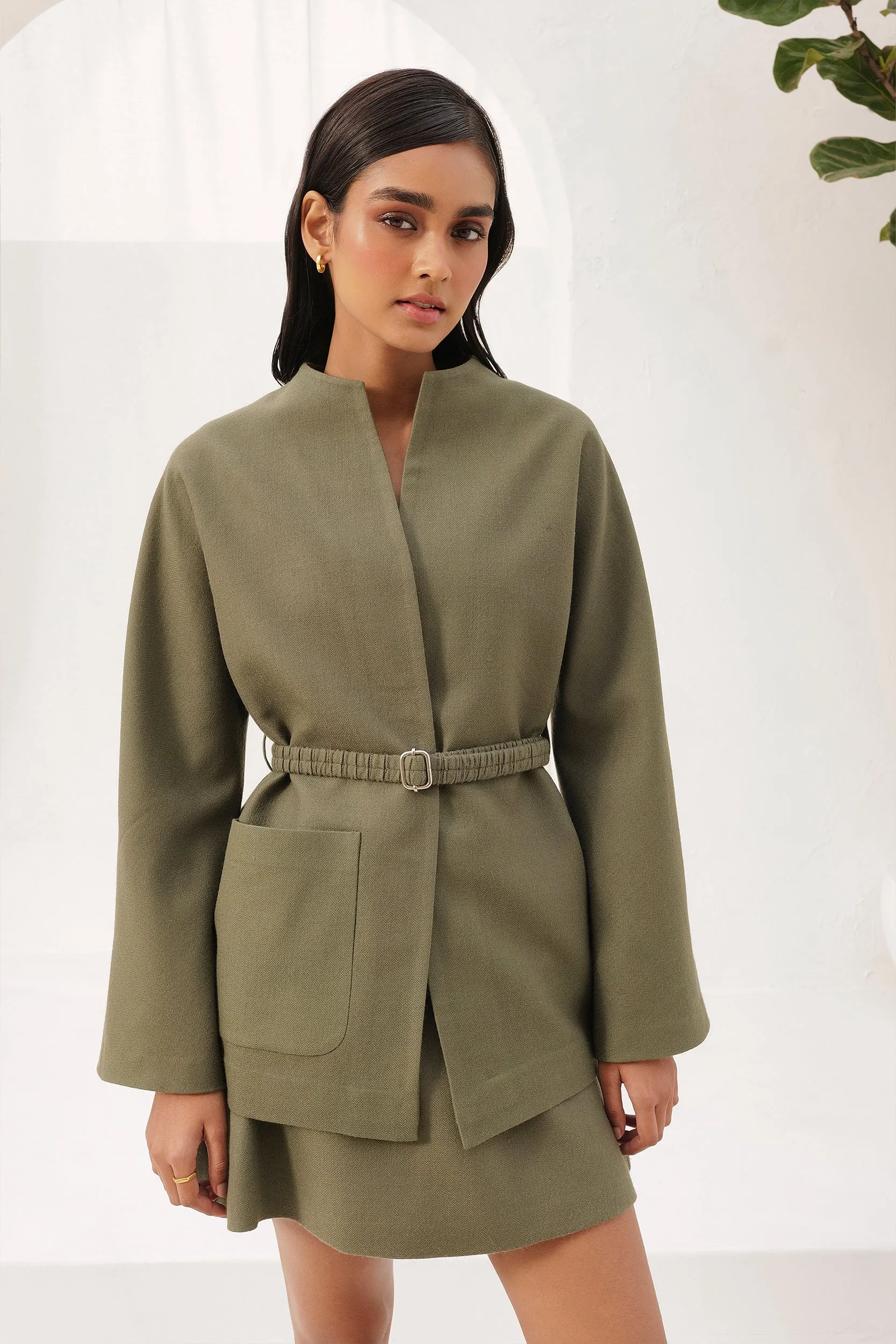 Paris Woollen Skirt (Moss)