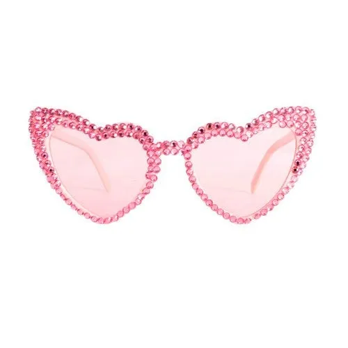 Party Glasses - Pink Heart Diamontes