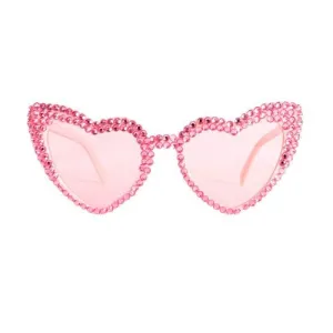 Party Glasses - Pink Heart Diamontes