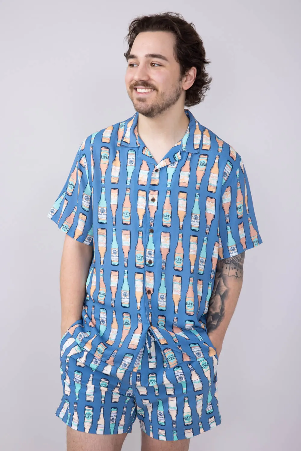 Party Pants Cold Dawgs Woven Button Up Shirt for Men in Navy | P12513091-NAVY