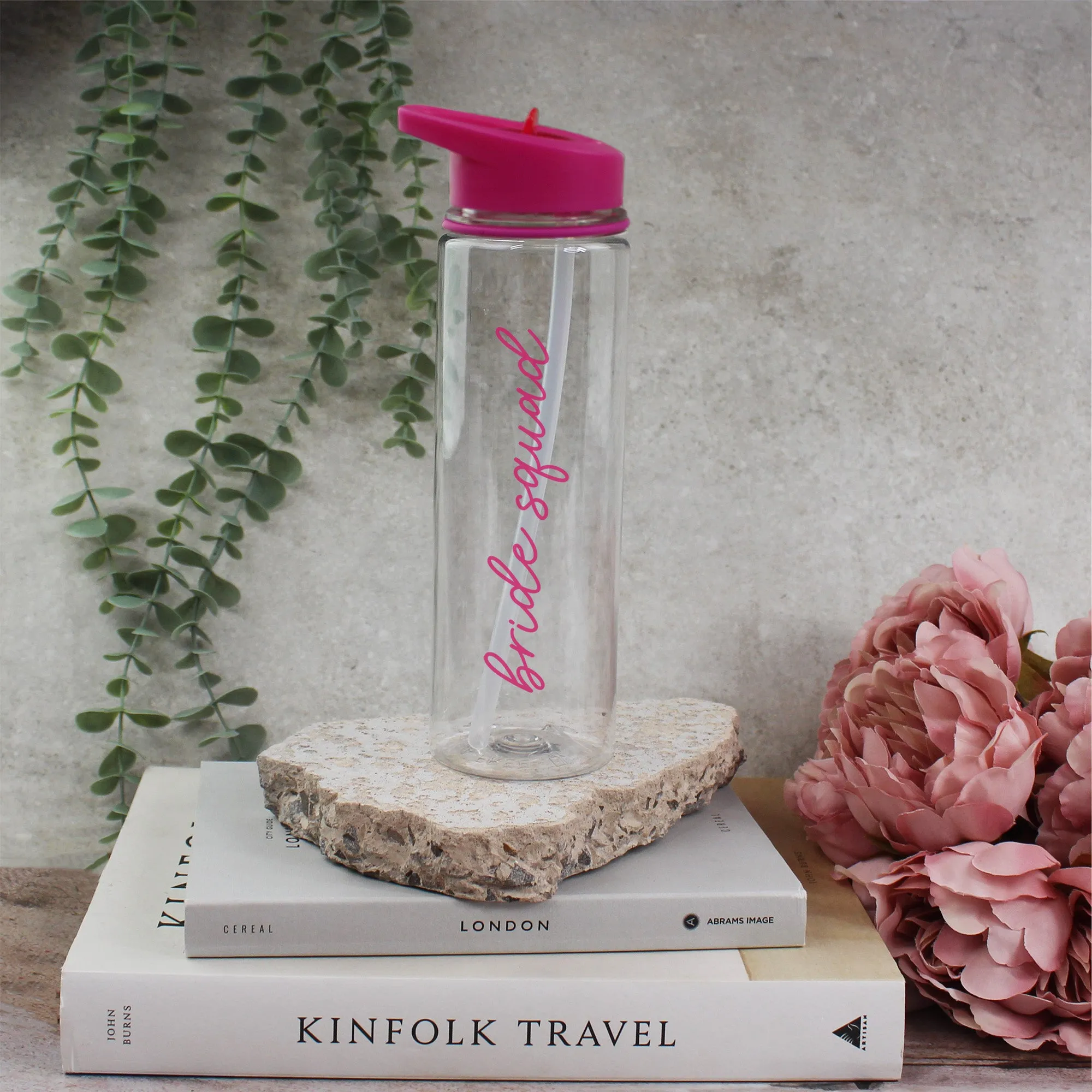 Personalised Pink Bride Squad & White Bride Water Bottles, 725 ml