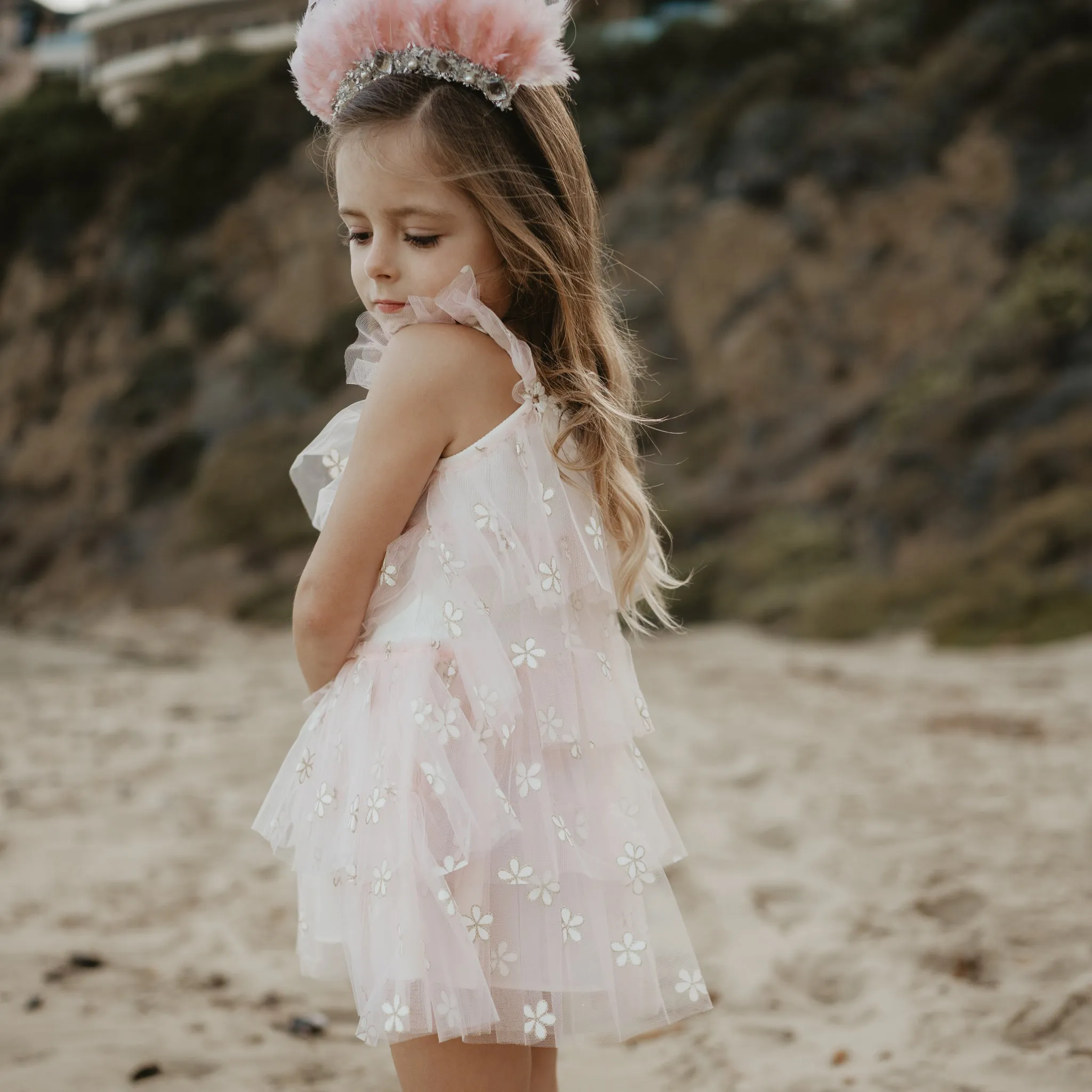 PETITE HAILEY Daisy Layered Tutu Pink