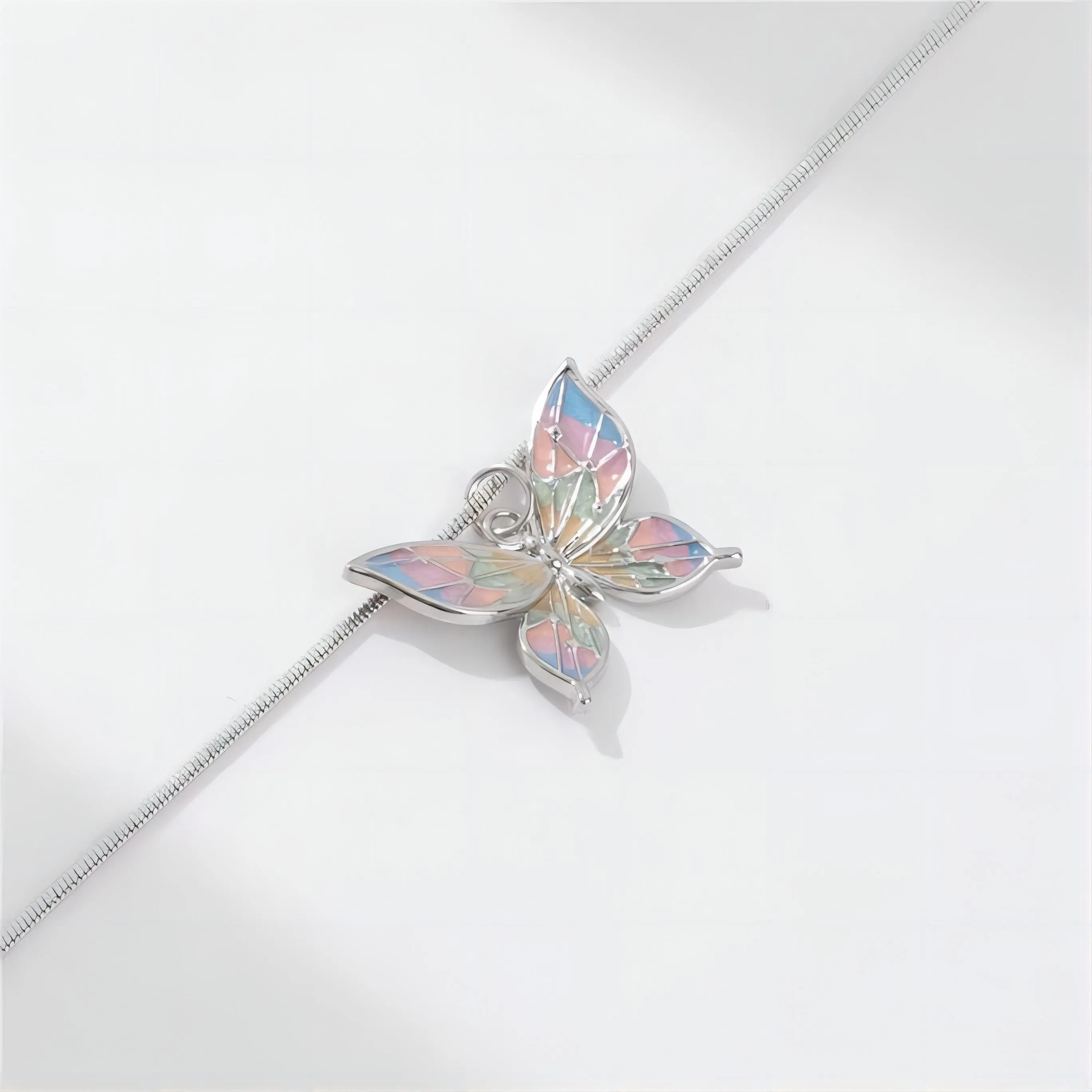 Pink Enamel Butterfly Necklace