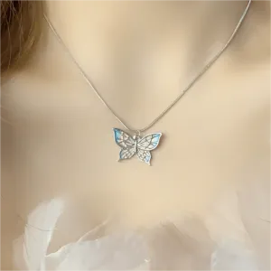 Pink Enamel Butterfly Necklace