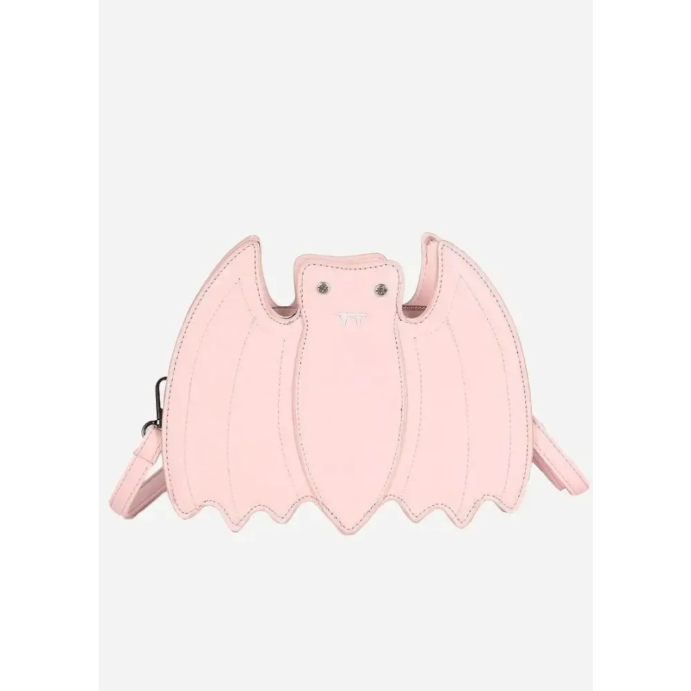Pink Pastel Goth Bat Crossbody Bag in Soft PU Leather