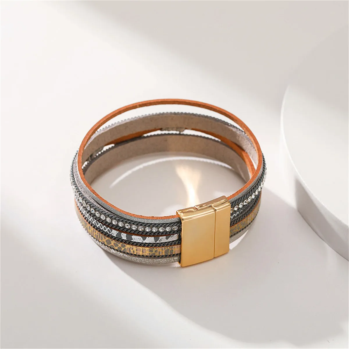 Pink Polystyrene & Cubic Zirconia 18K Gold-Plated Eye Layered Bracelet