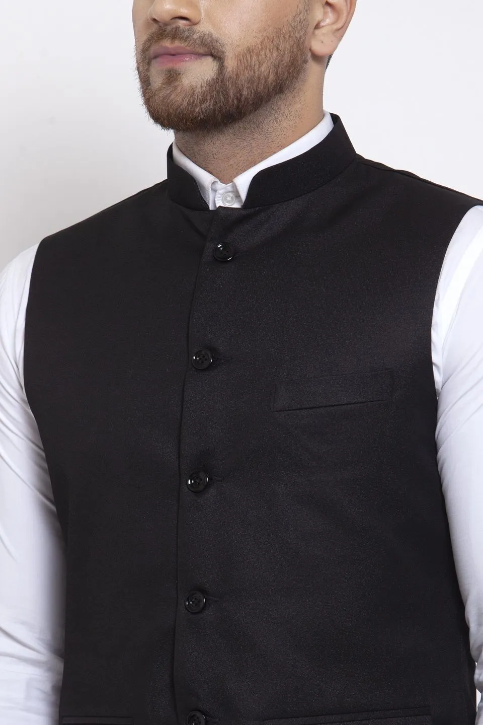 Poly Blend Black Vest and Trouser Set