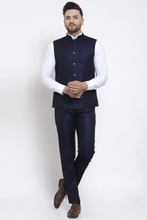 Poly Blend Blue Vest and Trouser Set