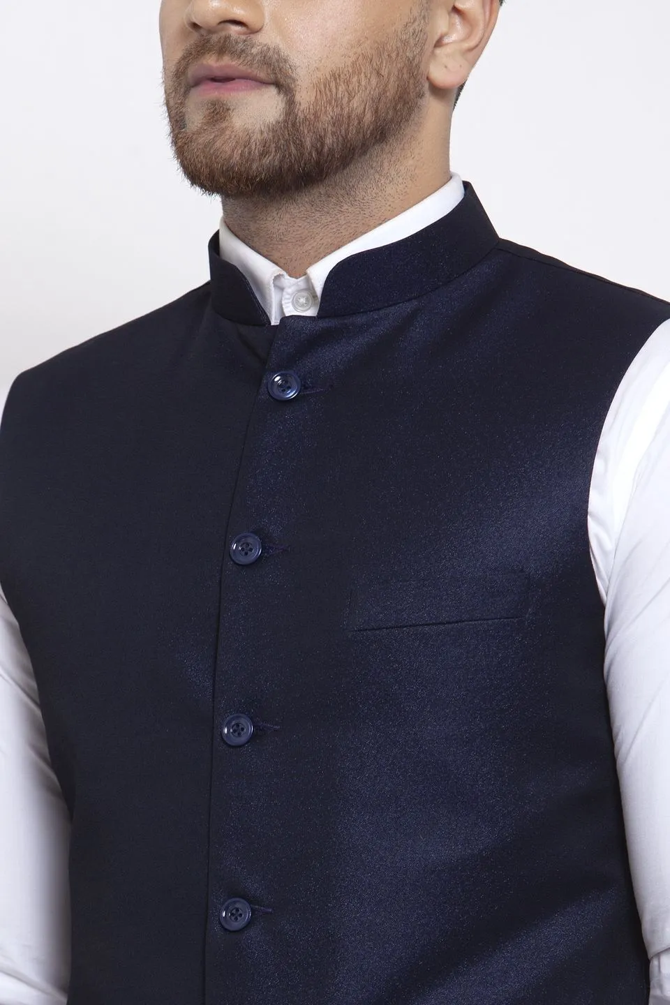 Poly Blend Blue Vest and Trouser Set