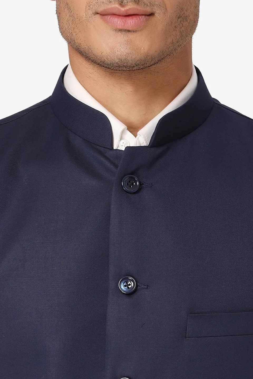 Polyester Cotton Navy Blue Vest and Trouser Set