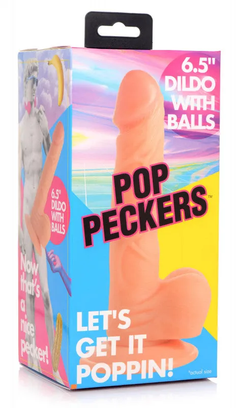 Pop Pecker 6.5 Inch  With Balls - Light