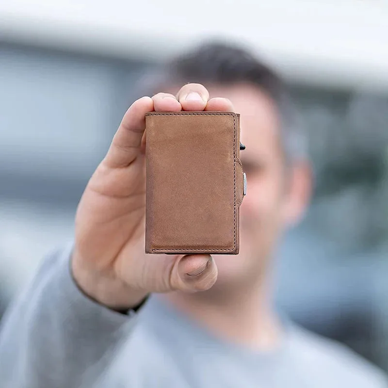 Pop-Up Credit Card Wallet – RFID & Genuine Leather