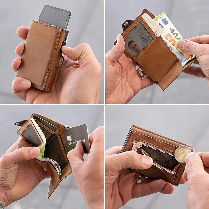 Pop-Up Credit Card Wallet – RFID & Genuine Leather