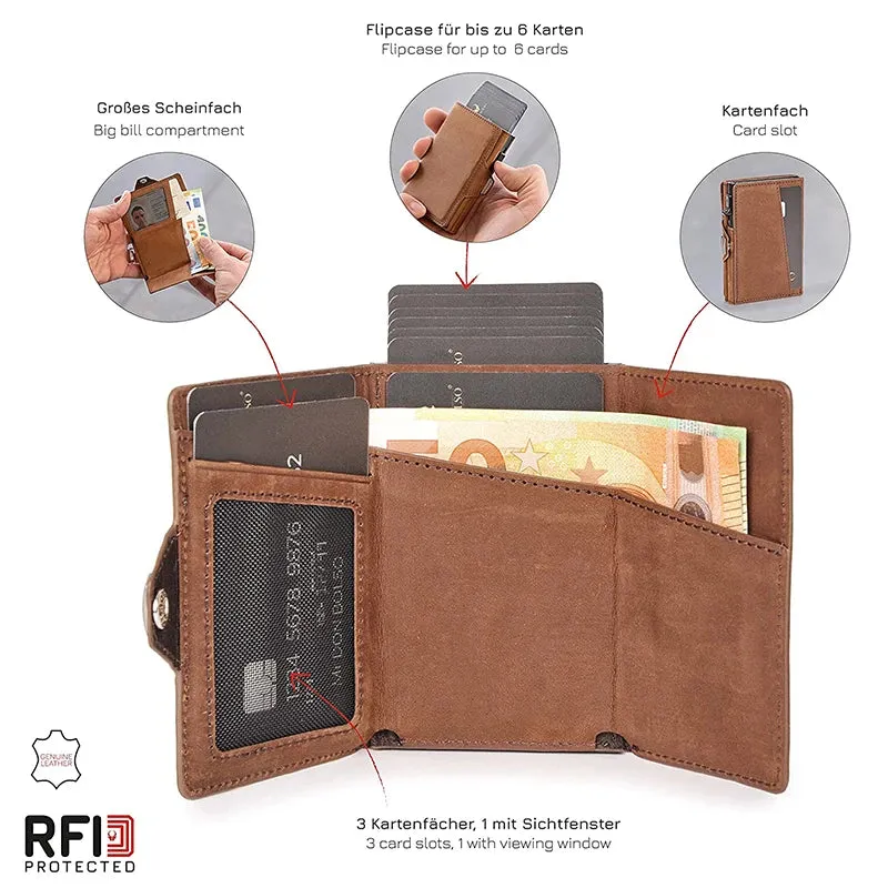 Pop-Up Credit Card Wallet – RFID & Genuine Leather