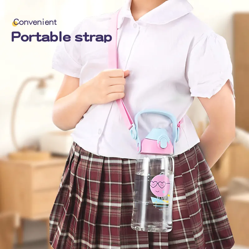 Portable Leakproof Sport Water Bottle with Straw for Kids