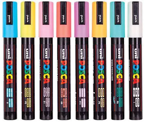 POSCA Marker PC-5M Bullet Soft Colours/Pastel Pack of 8