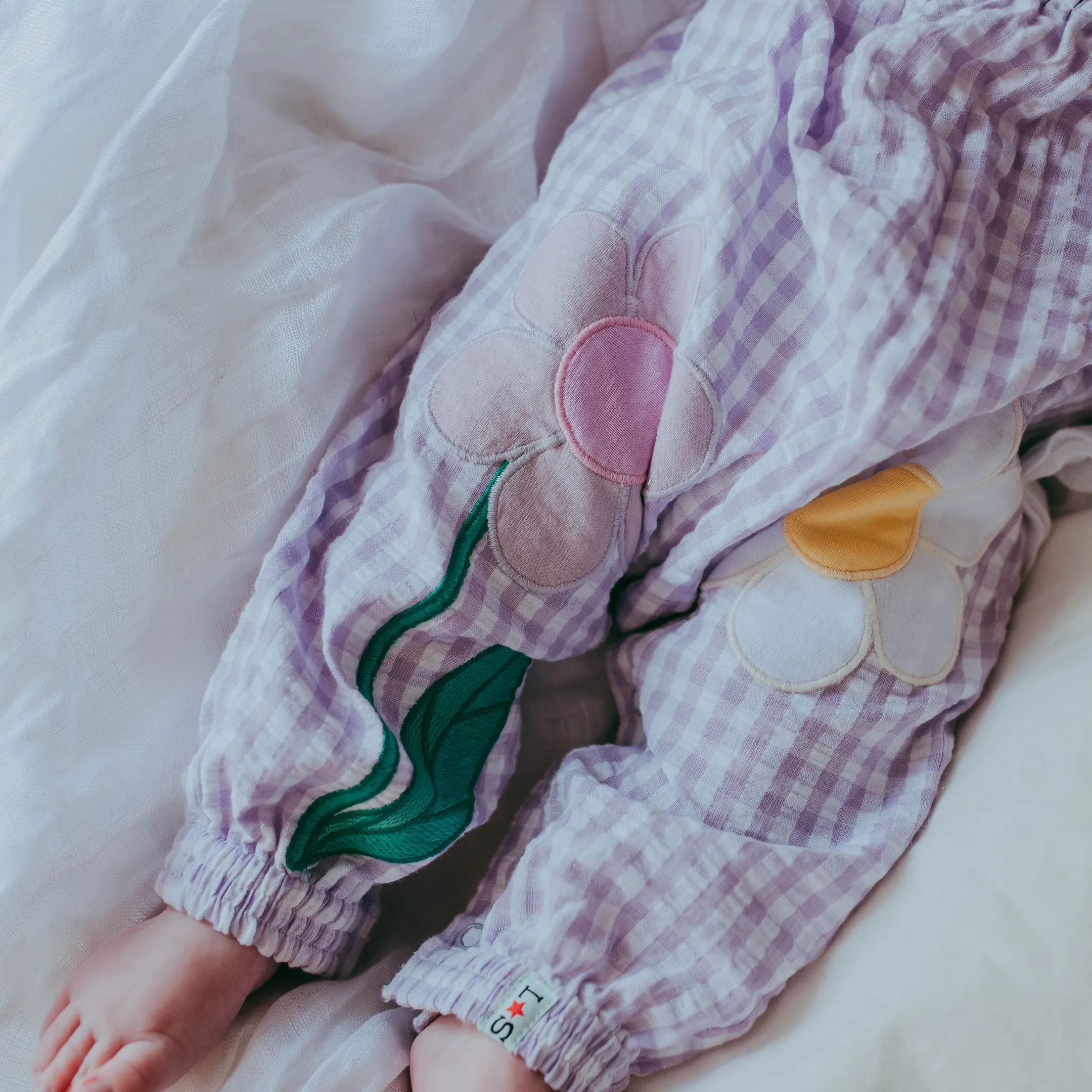 Purple Gingham Print Romper