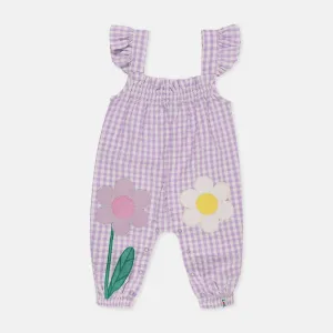 Purple Gingham Print Romper