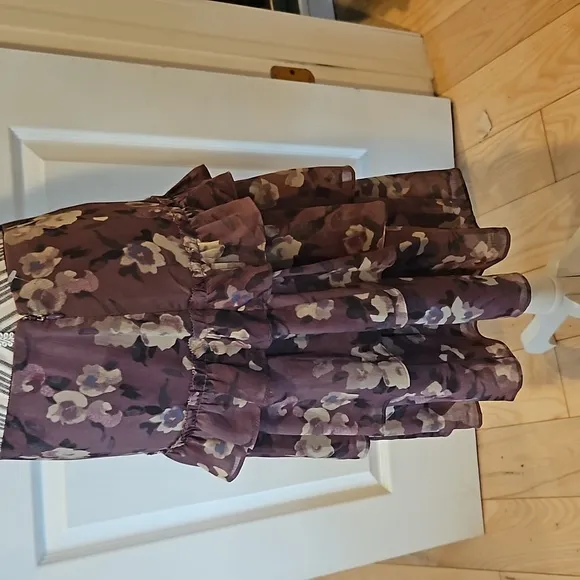 Ralph Lauren Floral Crinkle Georgette  mini skirt Purple Size 6P