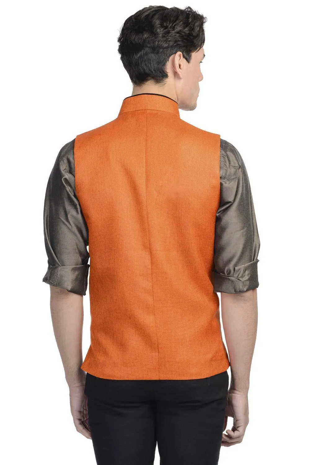 Rayon Orange Modi Nehru Jacket