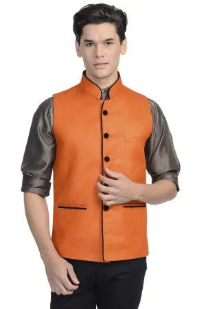 Rayon Orange Modi Nehru Jacket