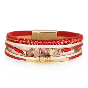 Red Polystyrene & Resin 18K Gold-Plated Beaded Stacked Bracelet