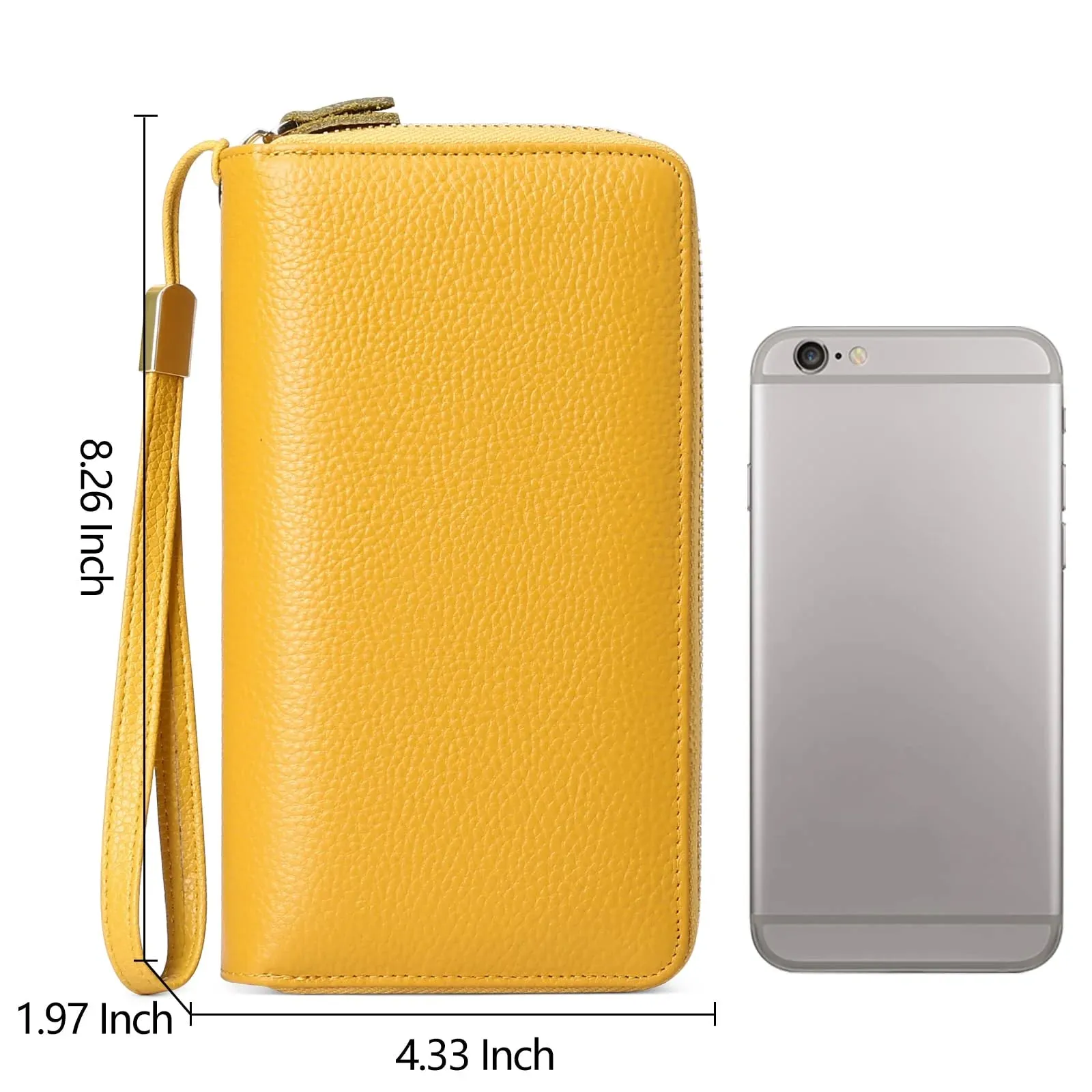 RFID Blocking Leather Zip Wallet for Women Credit Card Cluch Holder Phone Wristlet Wallet