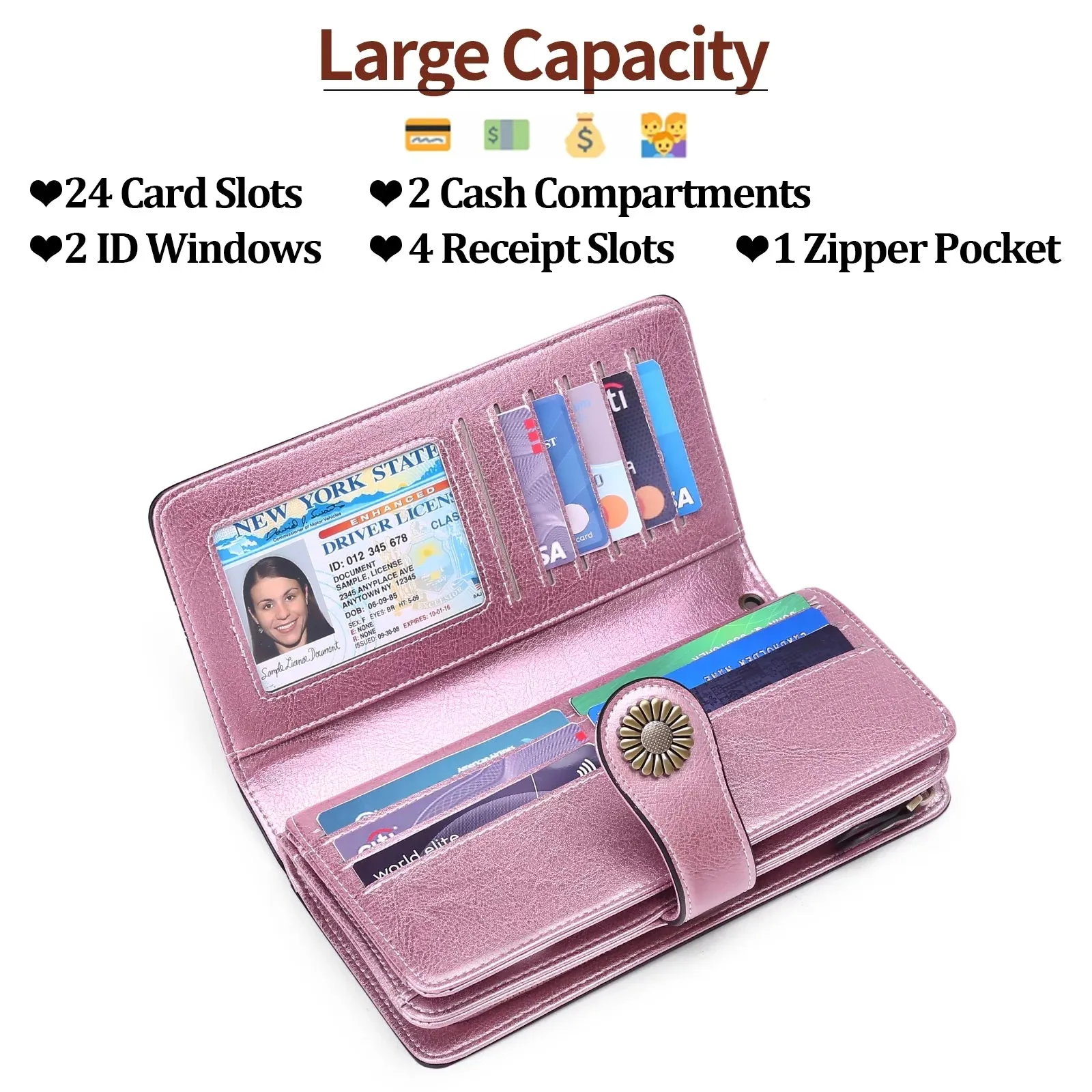 RFID Blocking Women'S Casual Card Wallet, Green-2
