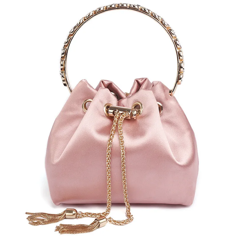 Rhinestone Bucket Bag For Women, Clutch Purse For Ladies Rhinestone Evening Party Shoulder Bag Sparkly Crystal Bucket Bag, Purse Wedding Purse Handbag Shoulder and Cross body Bag