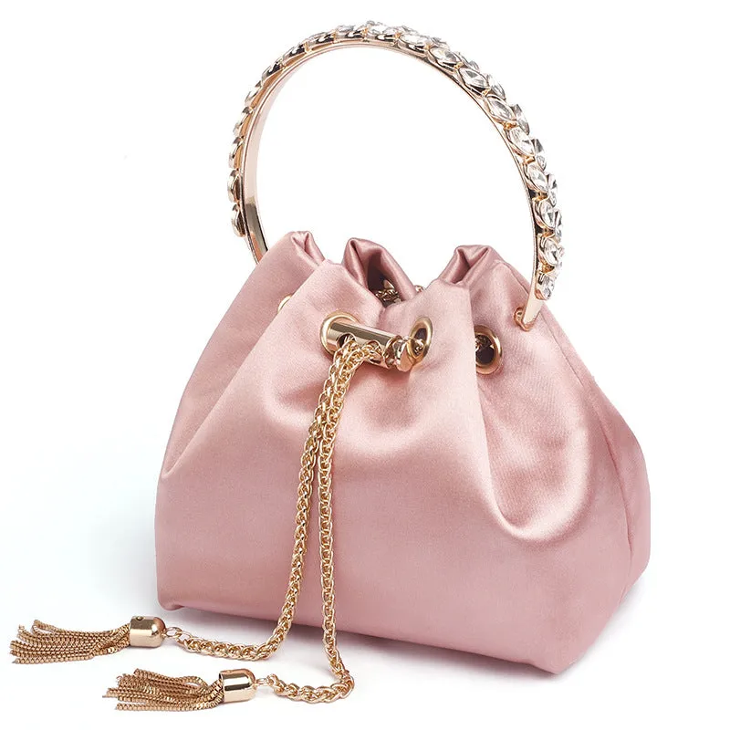 Rhinestone Bucket Bag For Women, Clutch Purse For Ladies Rhinestone Evening Party Shoulder Bag Sparkly Crystal Bucket Bag, Purse Wedding Purse Handbag Shoulder and Cross body Bag
