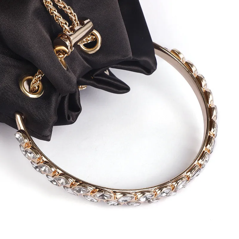 Rhinestone Bucket Bag For Women, Clutch Purse For Ladies Rhinestone Evening Party Shoulder Bag Sparkly Crystal Bucket Bag, Purse Wedding Purse Handbag Shoulder and Cross body Bag