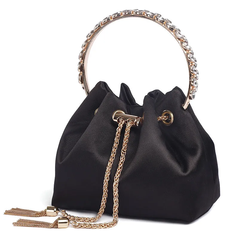 Rhinestone Bucket Bag For Women, Clutch Purse For Ladies Rhinestone Evening Party Shoulder Bag Sparkly Crystal Bucket Bag, Purse Wedding Purse Handbag Shoulder and Cross body Bag