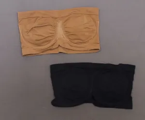 Rhonda Shear 2 Pack Underwire Bandeau Bra Removable Pads Black/ Caramel Large