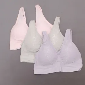 Rhonda Shear 3 Pack Jacquard Ahh Bras With Removable Pads Pastels Large