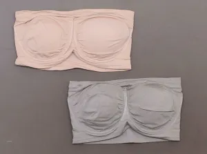 Rhonda Shear LOT OF 2 Underwire Bandeau Bra Removable Pads Gray/Blush Large