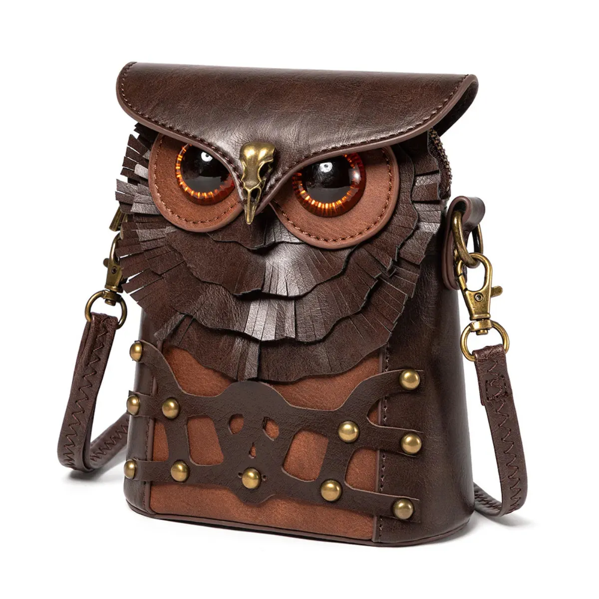 Ro Rox Brown Owl Bag - Steampunk PU Leather Crossbody Bag