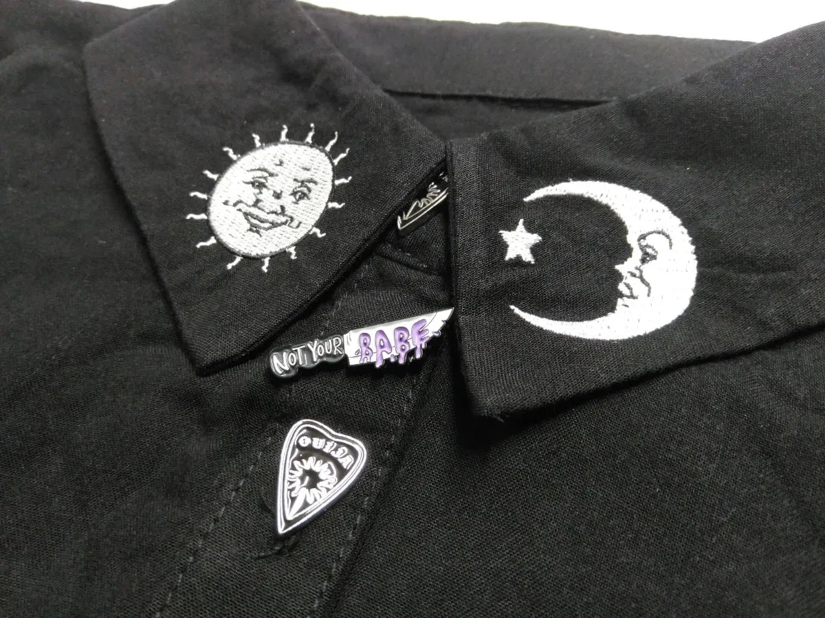 Ro Rox Not Your Babe Knife Badge - Gothic Enamel Pin Accessory