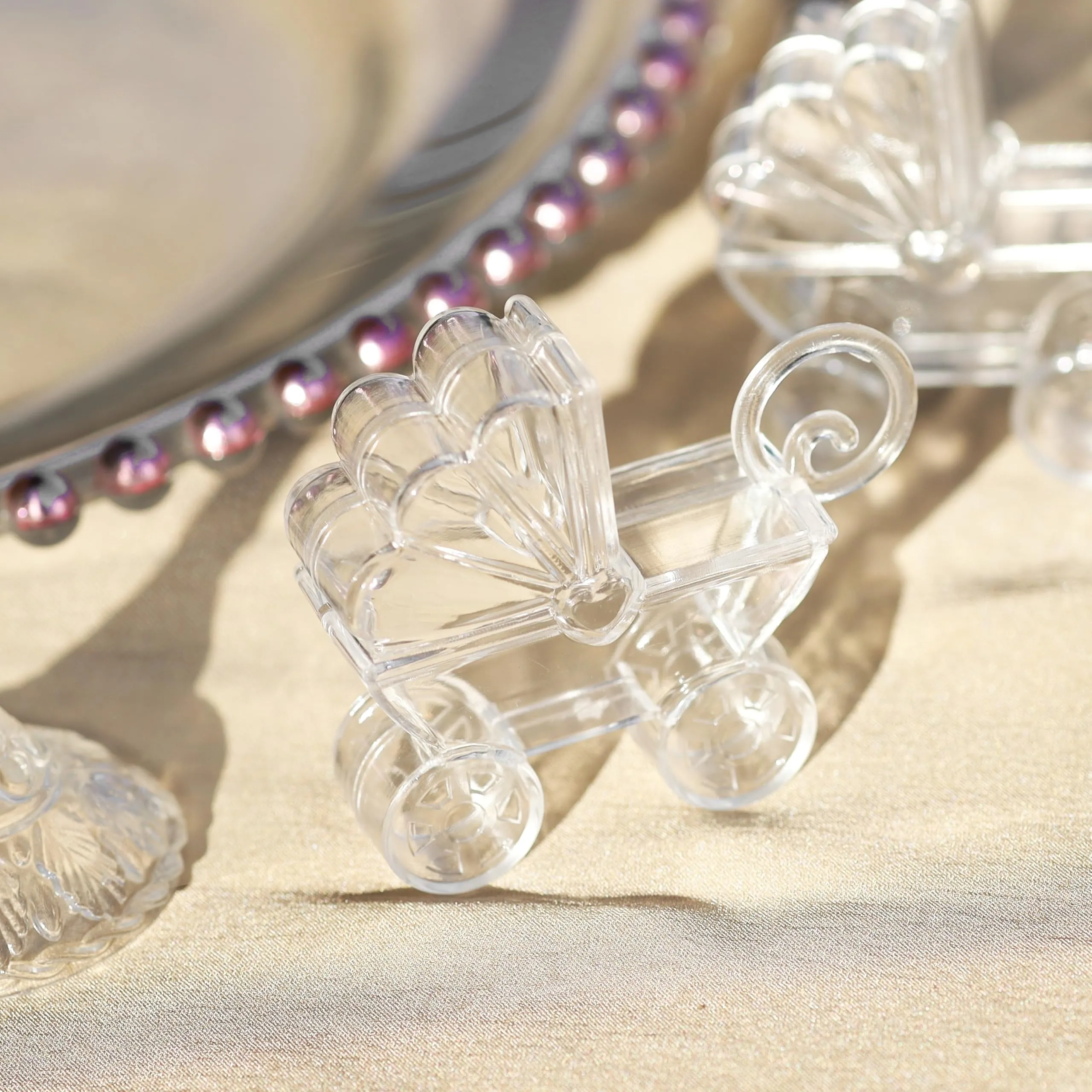 Set of 24 Pcs Clear Plastic Baby Carriage Shower Party Candy Holder