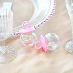 Set of 24 Pcs Pink Plastic Baby Pacifier Shower Party Candy Holder