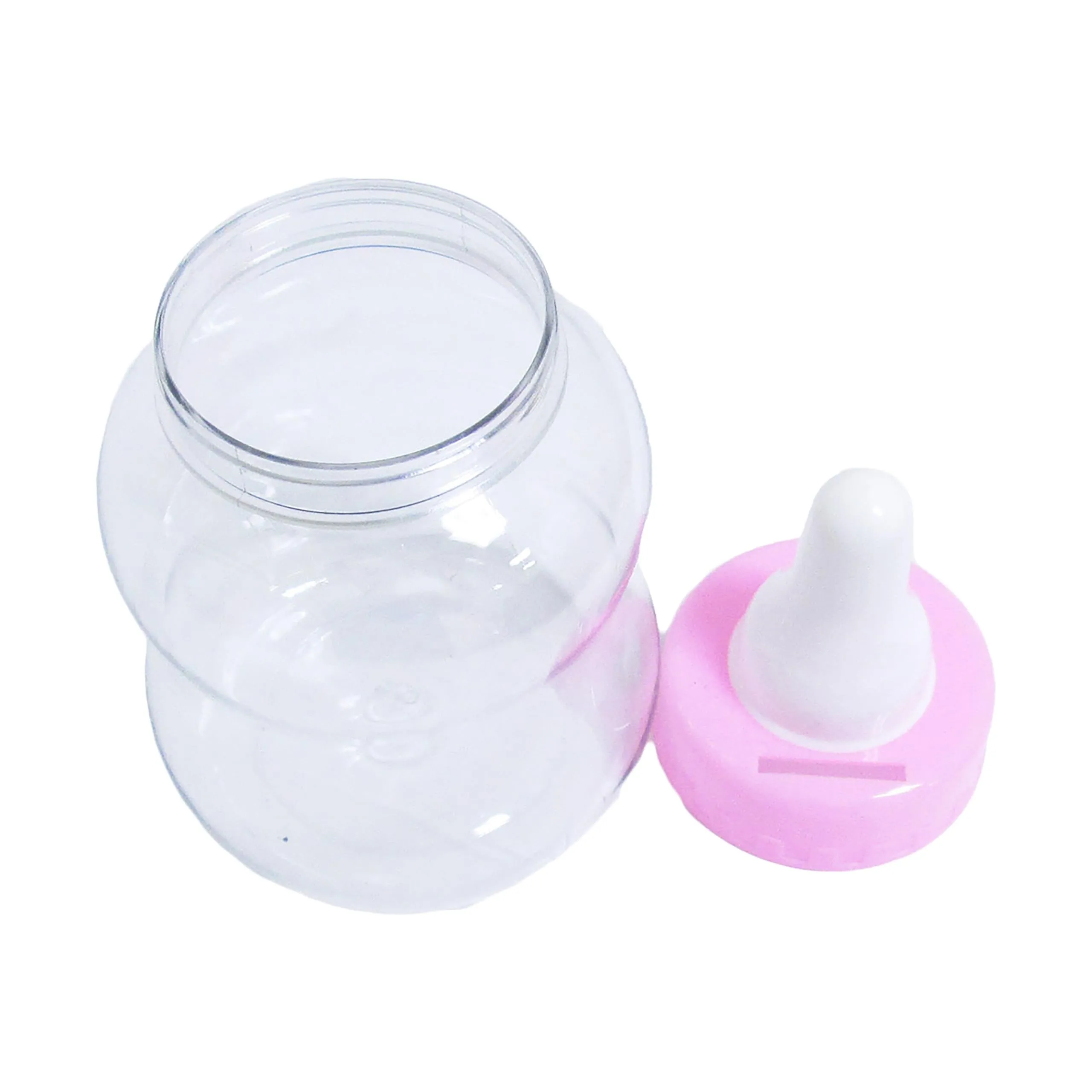 Set of 6 Pink Plastic Baby Milk Bottle Piggy Bank Shower Party Candy