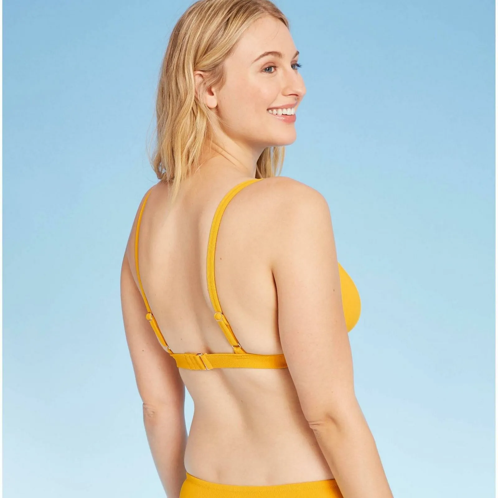 Shade & Shore Women's Ribbed Triangle Bikini Top