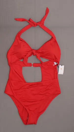 Shade & Shore Women's Tie Front Cut Out One Piece Swimsuit