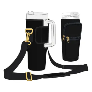 Sleek Black Minimalist Bottle Carrier for 40oz Tumbler