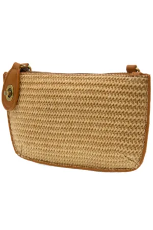 Solid Straw Mini Wristlet Crossbody