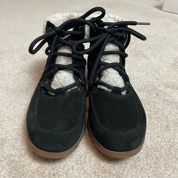 Sorel Harlow Lace Cozy Bootie Black Suede Sz 7 1977351