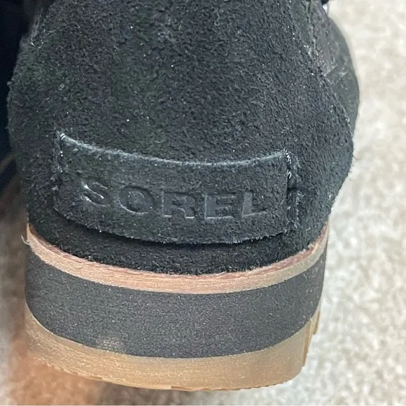 Sorel Harlow Lace Cozy Bootie Black Suede Sz 7 1977351
